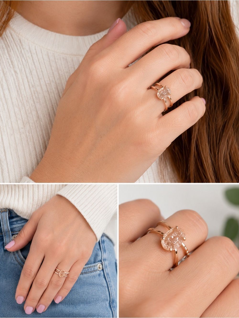 Kendra Scott Rose Gold Druzy Statement Ring – NWT Size 6